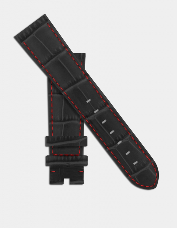 Black & red leather strap