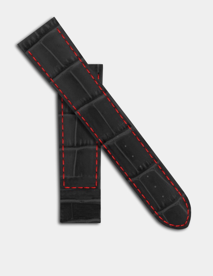 Black & red leather strap