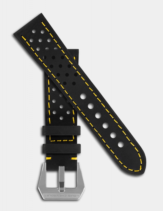 Black & yellow airy leather strap